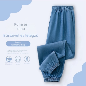 Fiúknak anti-szúnyog Lyocell nadrág, casual sportos stílus, elasztikus derekú, 9/10 hossz, nyár