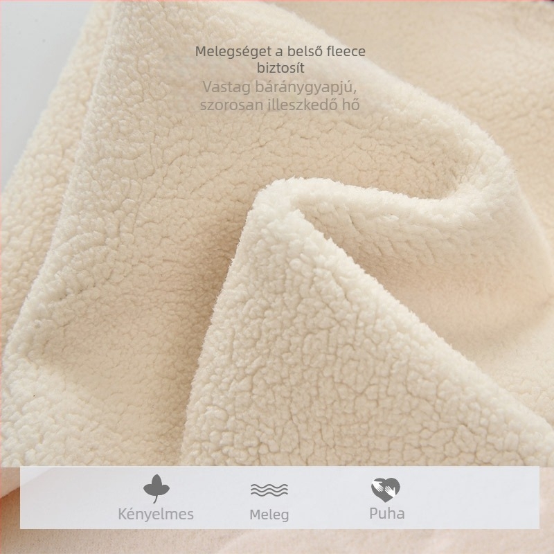 Koreai stílusú lányoknak készült fleece-béléssel bélelt leggings, magas derekú, 95% pamut