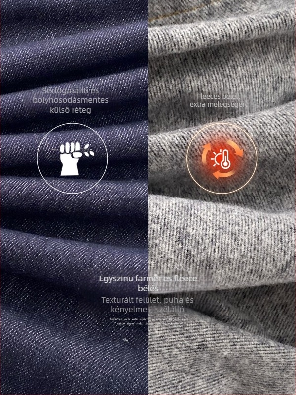 Fiúknak szóló farmernadrág fleece-sel bélelt, téli, egyenes szárú, 81% pamut, Michael márka