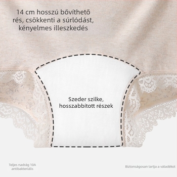 Női pamutból készült alsónemű virágos mintával és csipke élével, belső része Mulberry selyem, légáteresztő