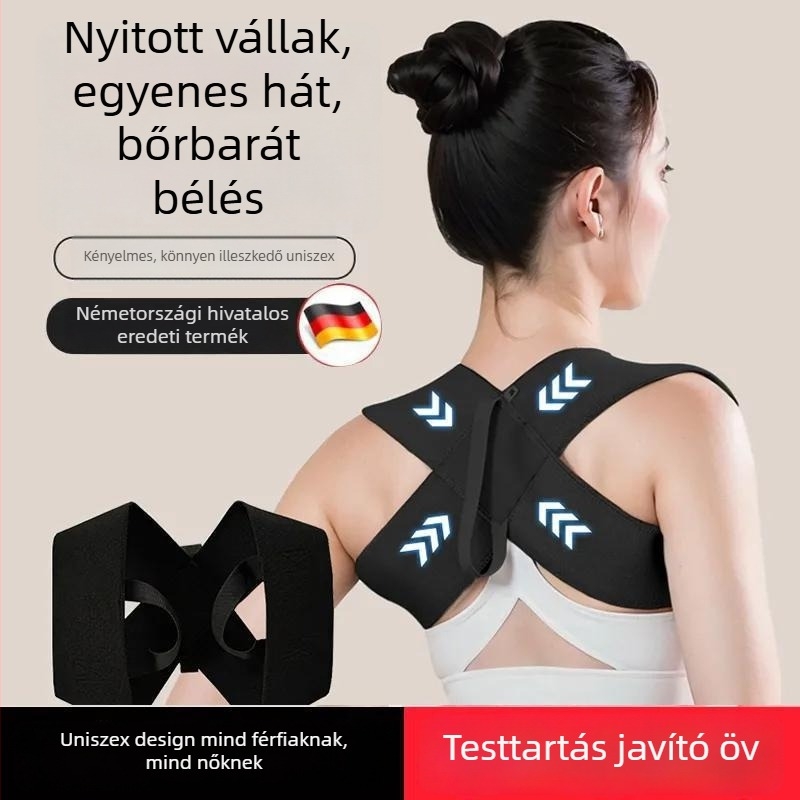 Hát tartásjavító öv, modell New Back, légáteresztő, uniszex, vállnyitó és egyenes hát edzéshez