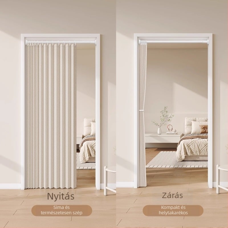 Textil ajtófüggöny nappali, hálószoba és konyha számára — imitációs len anyag, IN stílus, egyszínű