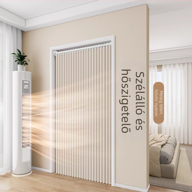 Textil ajtófüggöny nappali, hálószoba és konyha számára — imitációs len anyag, IN stílus, egyszínű