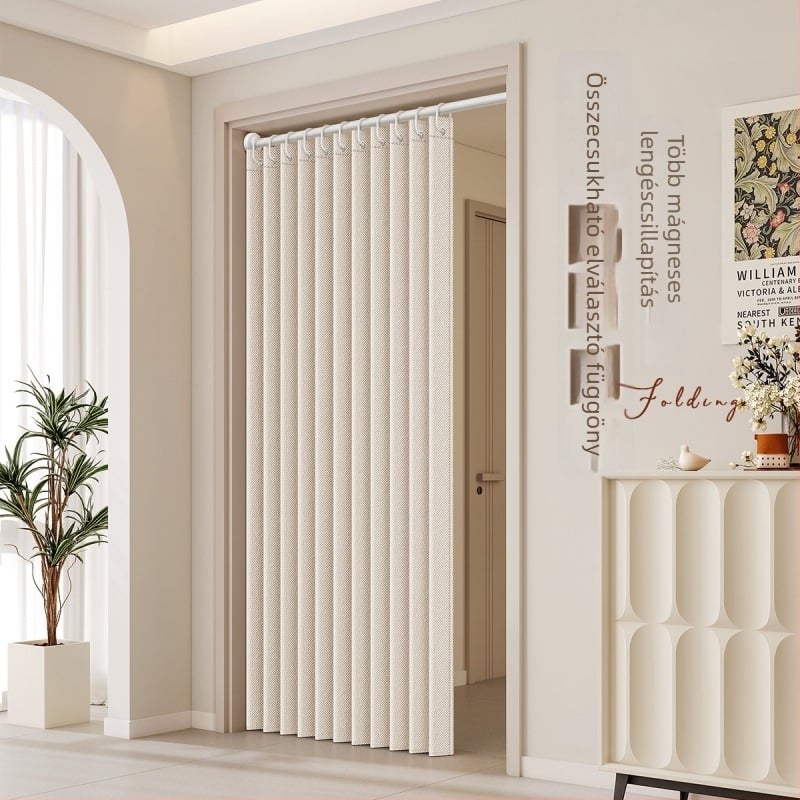 Textil ajtófüggöny nappali, hálószoba és konyha számára — imitációs len anyag, IN stílus, egyszínű