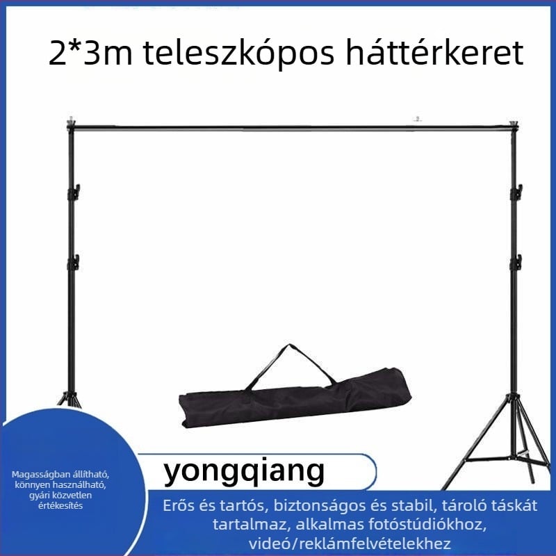 Medole MD88 Háttérállvány acélcső kerettel fotó- és videófelvételekhez, ideális ruházati fotózásokhoz; tartalmaz hátteret és tároló táskát