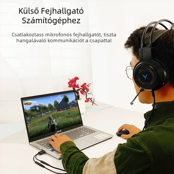 USB-tól 3,5 mm-es külső hangkártya adapter – 2 az 1-ben audió kábel, aranyozott csatlakozók, réz vezető