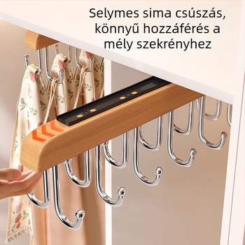 Masszív fából készült ruhafogas — többfunkciós tárolóorganizer ruhákhoz, sálakhoz és zoknikhoz; alkalmas ruhákhoz, nadrágokhoz és nyakkendőkhöz