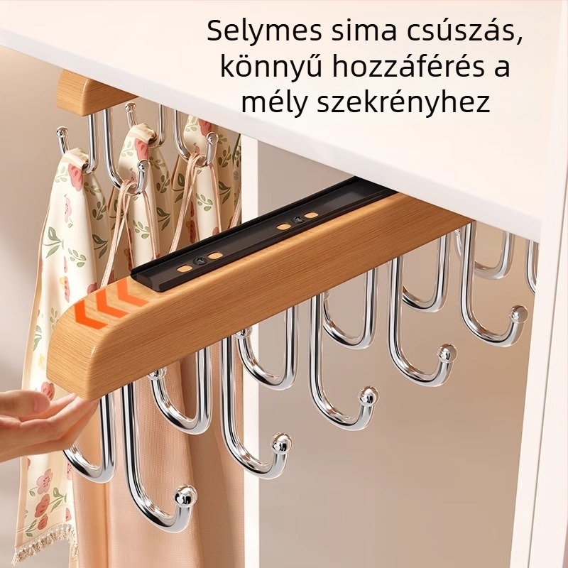Masszív fából készült ruhafogas — többfunkciós tárolóorganizer ruhákhoz, sálakhoz és zoknikhoz; alkalmas ruhákhoz, nadrágokhoz és nyakkendőkhöz