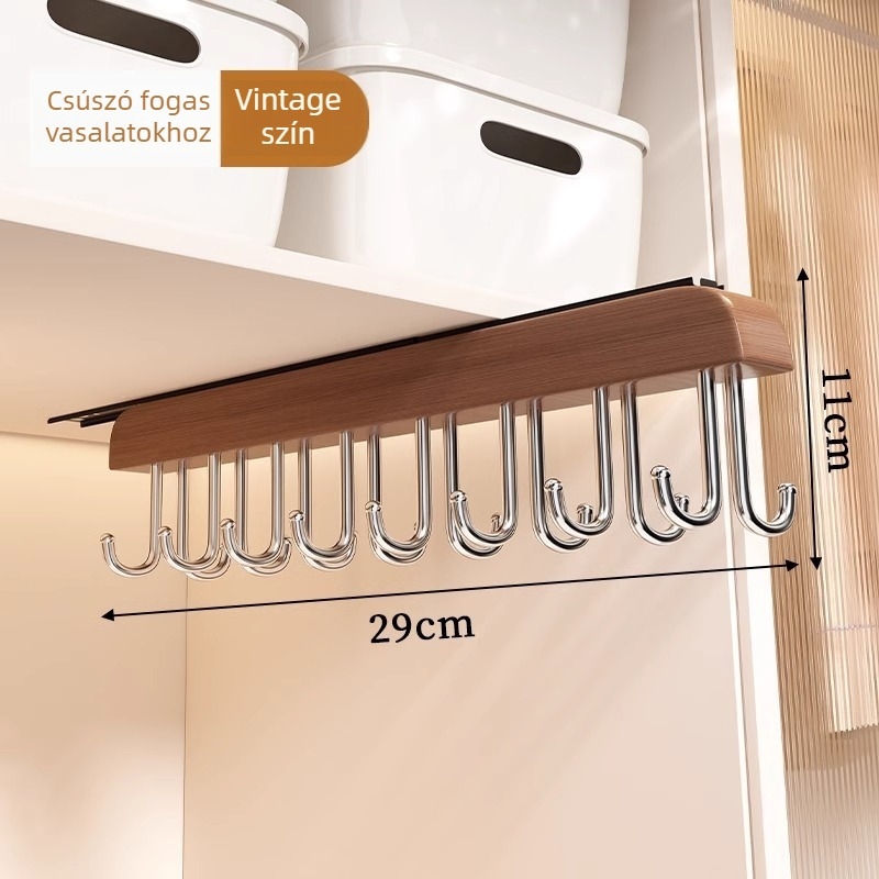 Masszív fából készült ruhafogas — többfunkciós tárolóorganizer ruhákhoz, sálakhoz és zoknikhoz; alkalmas ruhákhoz, nadrágokhoz és nyakkendőkhöz