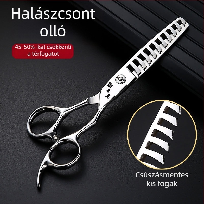 Jifu ritkító hajnyíró olló, 50%-os ritkítás, 10 fog, súly 0,1 kg