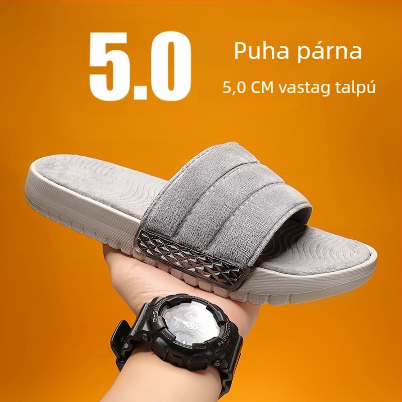 Uniszex velúr flip-flop papucs, EVA talppal, injektált öntött talp, pull-on stílus