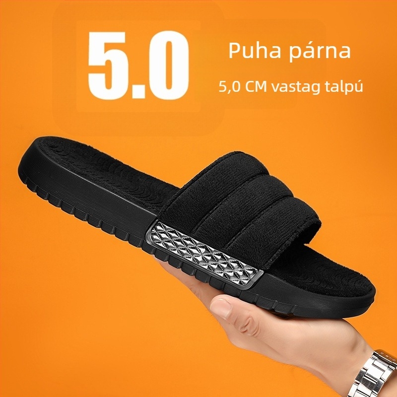 Uniszex velúr flip-flop papucs, EVA talppal, injektált öntött talp, pull-on stílus