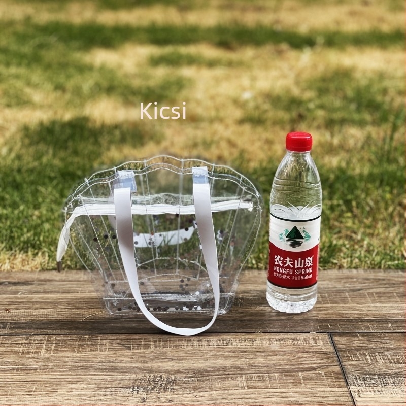 Átlátszó PVC strandtáska, vízálló héj-stílus, kapacitás 20 L alatt, utcai stílus
