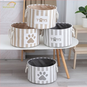 Kör alakú textil tárolókosár fogantyúval – modern, minimalist szervező kozmetikumokhoz, ékszerekhez, könyvekhez és ruhákhoz