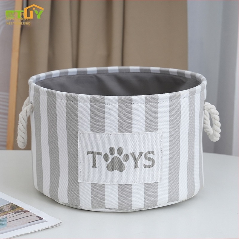 Kör alakú textil tárolókosár fogantyúval – modern, minimalist szervező kozmetikumokhoz, ékszerekhez, könyvekhez és ruhákhoz