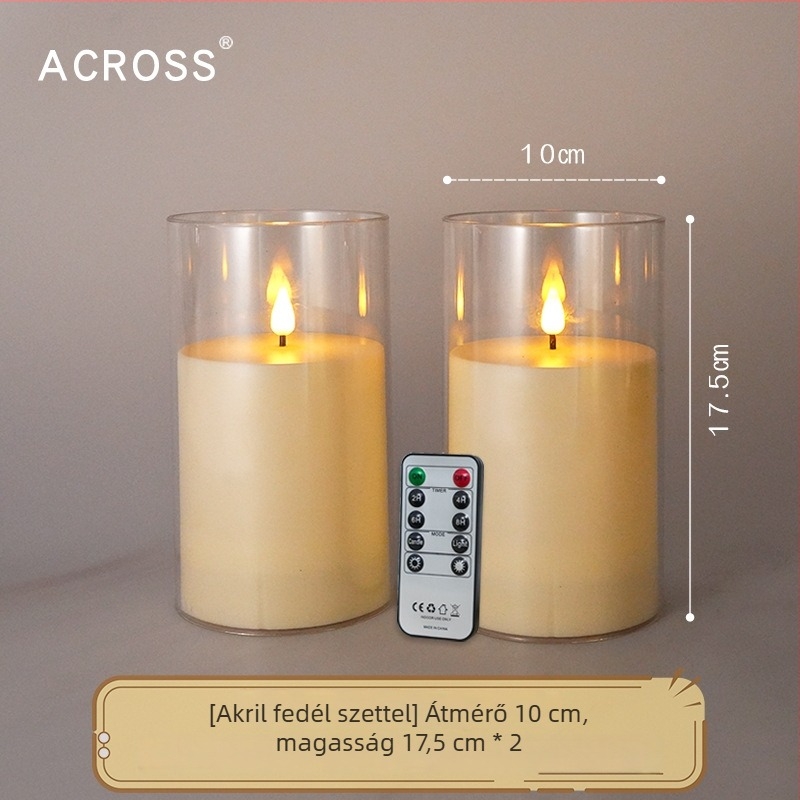Kültéri IPX7 vízálló LED elektronikus gyertya akril burkolattal, hengeres műanyag kivitel