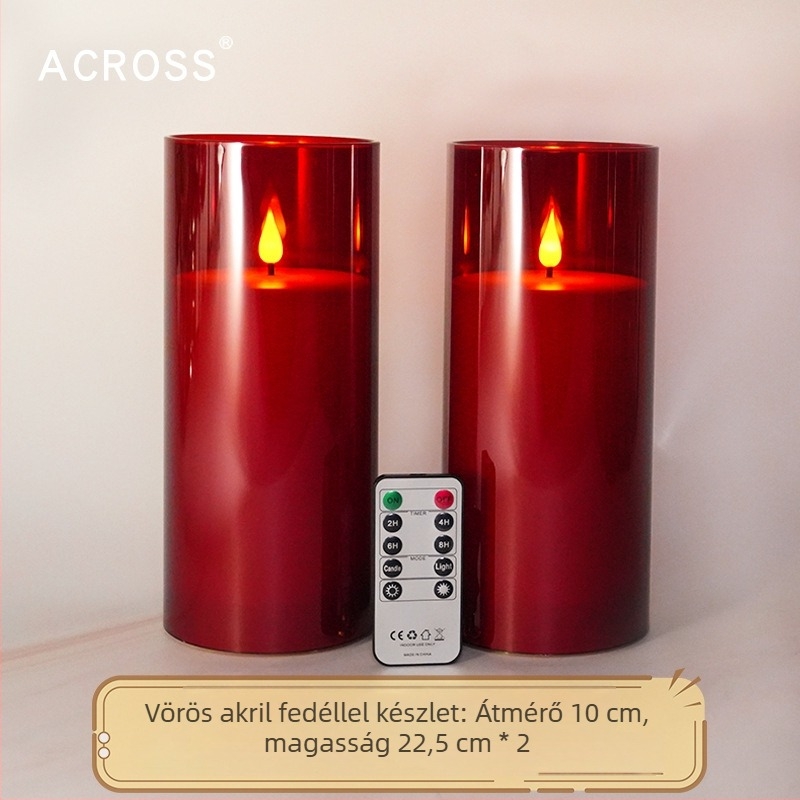 Kültéri IPX7 vízálló LED elektronikus gyertya akril burkolattal, hengeres műanyag kivitel