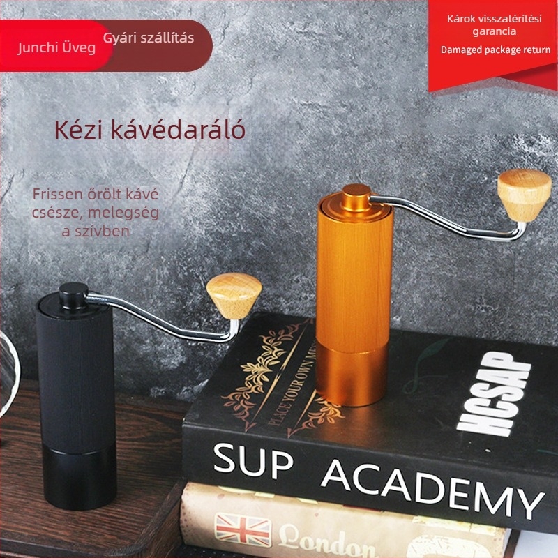 Kézi kávédaráló | Hordozható otthoni használatra | Márka: Junchi; Kézi működtetés; Logónyomás elérhető; Megjelenés: 2021 tavasza