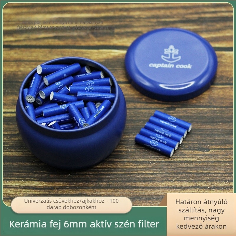 Kétfejű kerámia aktív szén szűrőelem, 100 darabos csomag, dohányzási kiegészítőkhöz