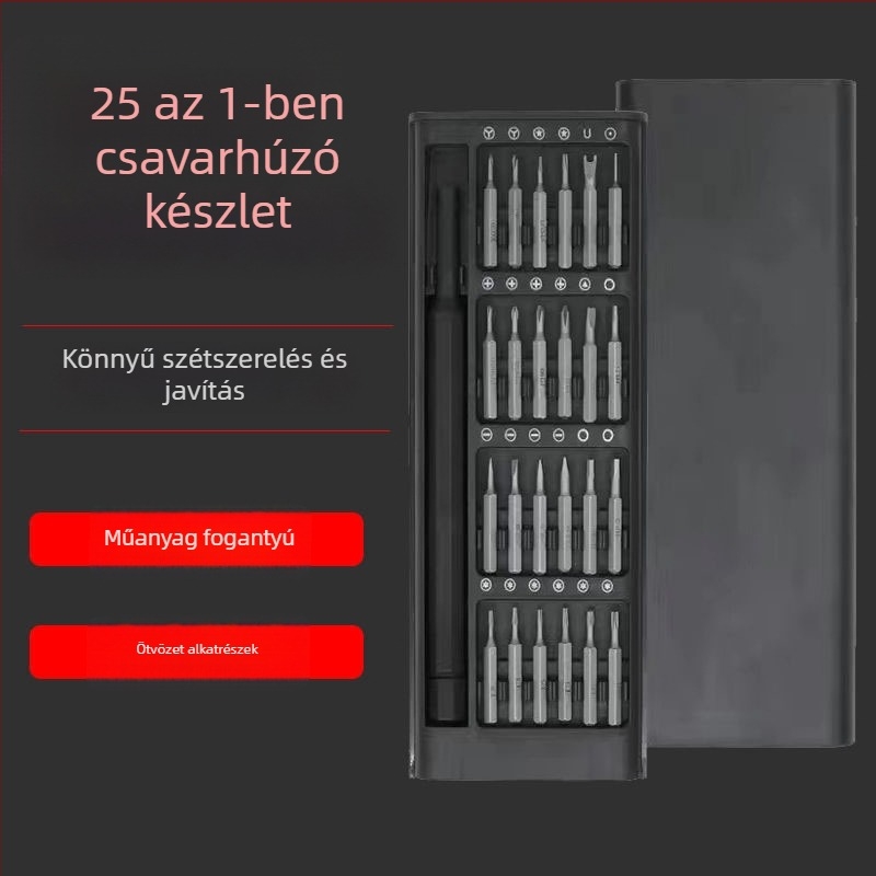 25 darabos multifunkcionális otthoni csavarhúzó készlet speciális alakú fejekkel számítógépek és mobiltelefonok szétszereléséhez