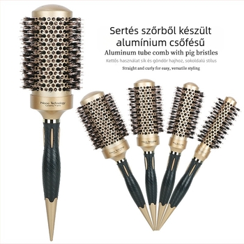 Hajkefe sertésszőrből, kerámia görgős fej, alumíniumcső, hővezető styling eszköz