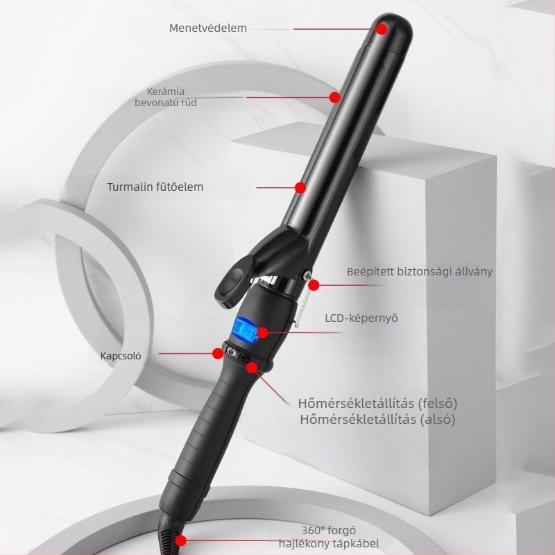 3‑in‑1 hajformázó: göndörítés, egyenesítés és szárítás – vezeték nélküli Li‑ion akkumulátorral; henger anyaga: környezetbarát ötvözet
