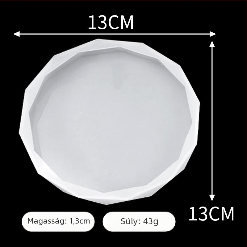Szilikon tortaforma – szabálytalan alak, körkörös fasetált él, DIY gyantához