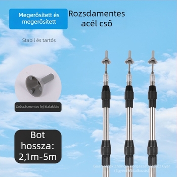 Összecsukható rozsdamentes acél sátortartó oszlop talajban rögzítő kampóval — fejlesztett, vastagabb változat