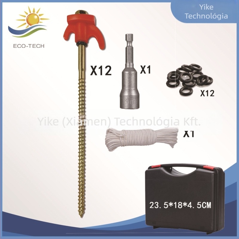 Menetes sátor talajszeg forgatható műanyag fejjel, alacsony széntartalmú acélból, fluoreszkáló