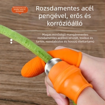 Többfunkciós hüvelykujj-kés védőujjakkal a fokhagyma hámozásához és zöldségek szedéséhez