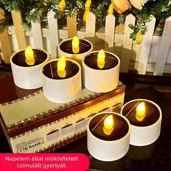 Napelemes LED gyertya, hengeres ABS test, Nyomtatott logó OK