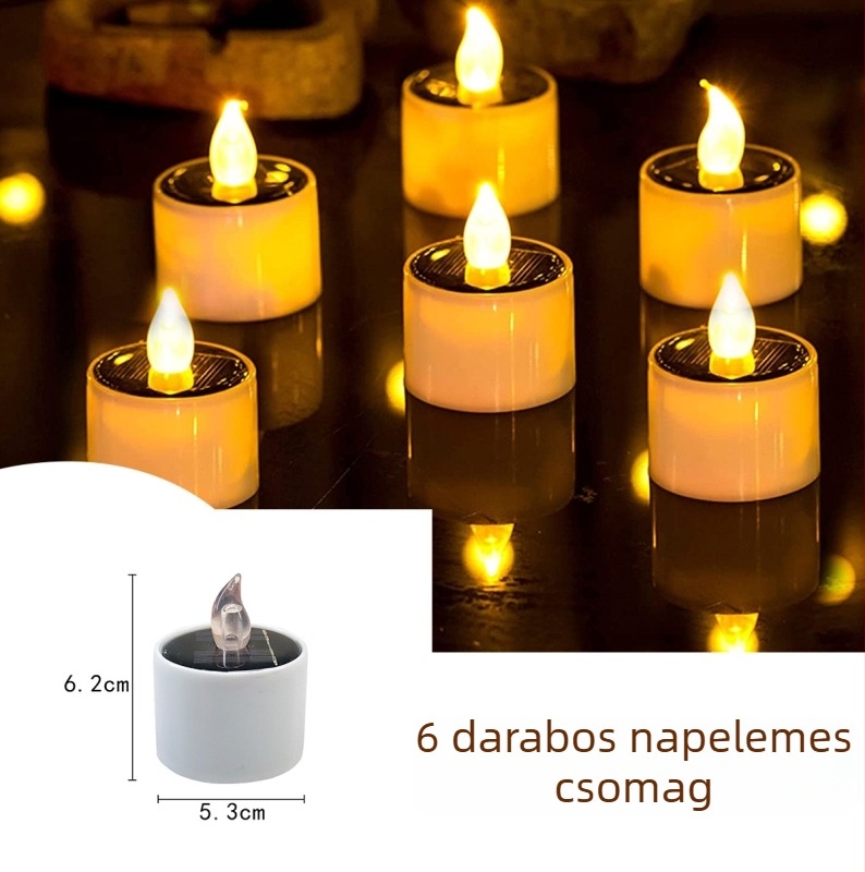 Napelemes LED gyertya, hengeres ABS test, Nyomtatott logó OK