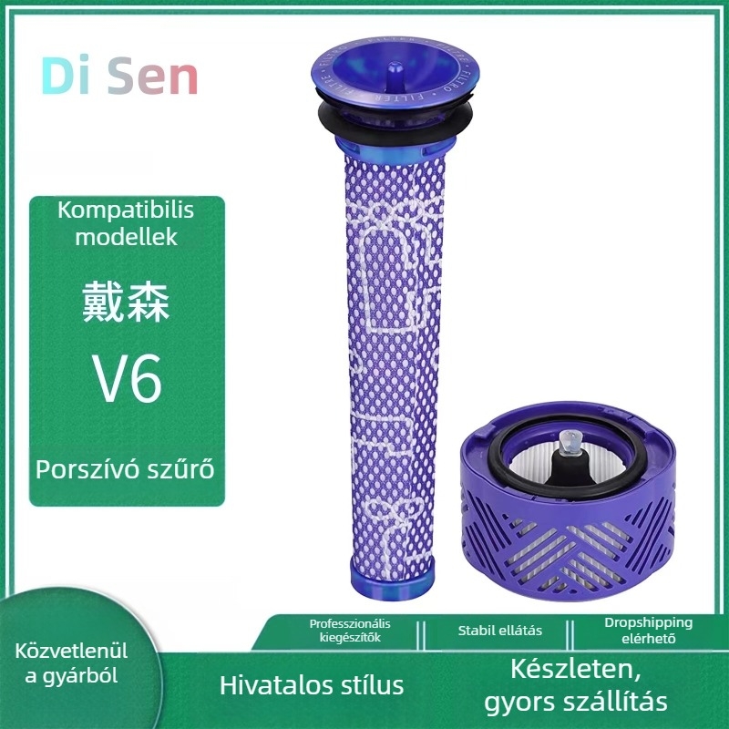 Dyson V6 DC59 kompatibilis szűrőkészlet — előszűrőelem, hátsó HEPA-szűrő, szűrőrúdszerű elem, modell 002222
