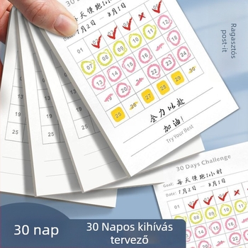 30 napos ellenőrző jegyzetfüzet, havi tervező, önfegyelemre összpontosítva, papírból készült blokk alakú, ragasztó nélküli