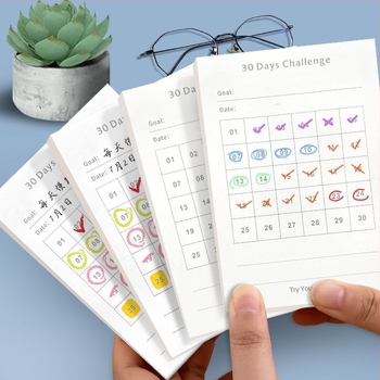 30 napos ellenőrző jegyzetfüzet, havi tervező, önfegyelemre összpontosítva, papírból készült blokk alakú, ragasztó nélküli