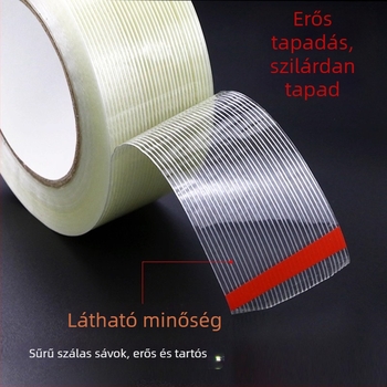 Üvegszálas szalag – Magas tapadás, szigetelés, hőállóság és kopásállóság (Szélesség: 10–1020 mm; Hossz: 50 m; Vastagság: 130 μm; Alapanyag: rost alap; Ragasztó rendszer: gumi ragasztó)