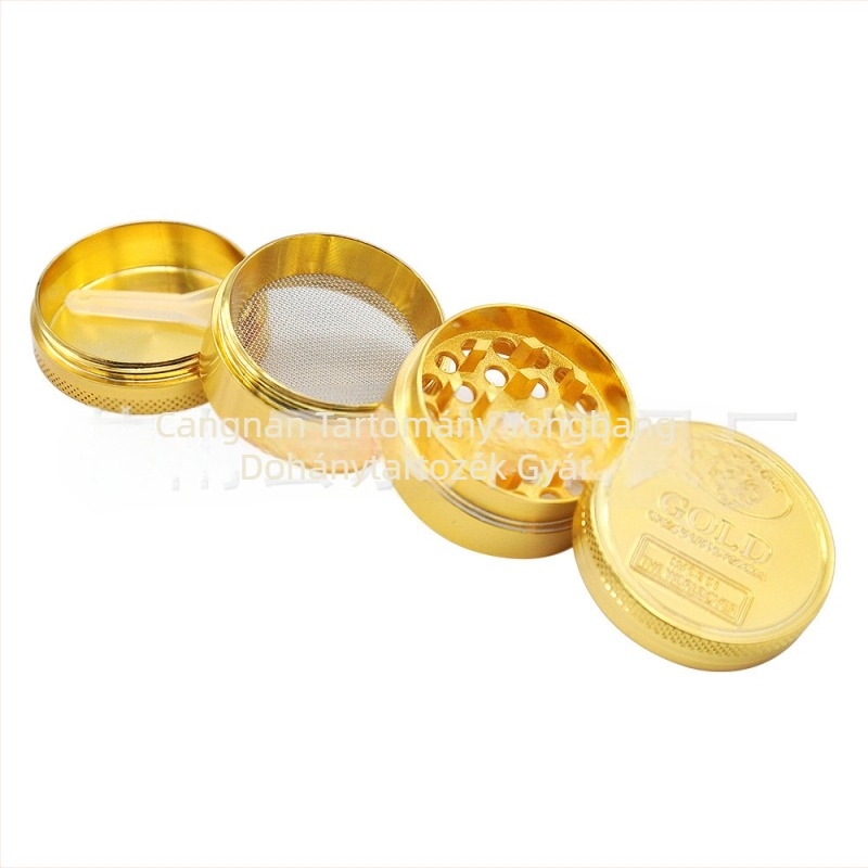 Cigaretta őrlő, 4 rétegű fémszerkezet, cinkötvözetből, dekoratív és gyűjtemény, logónyomtatás elérhető