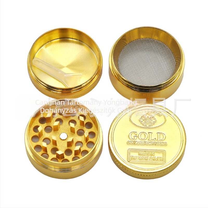 Cigaretta őrlő, 4 rétegű fémszerkezet, cinkötvözetből, dekoratív és gyűjtemény, logónyomtatás elérhető