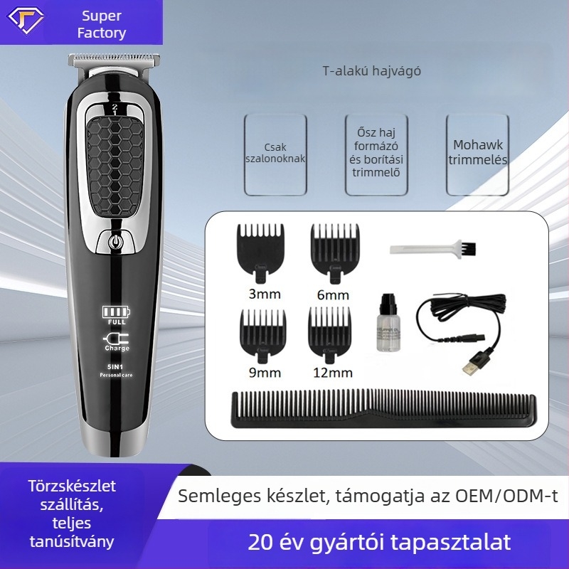 Háziállat-tisztító hajvágó – brushless motor, teljesen vízálló, beépített akkumulátor 500-800 mAh, üzemidő 1-3 óra, vágófej rozsdamentes acélból
