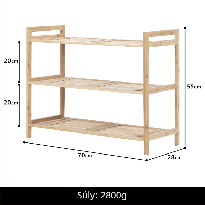 Bejárati cipőszekrény – bambusz, modern minimál stílus, többfunkciós