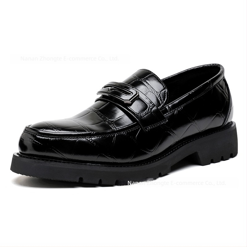 Férfi PU bőr loaferek Leather Toe Cap, Pointed Toe, Slip-On, Rubber Sole