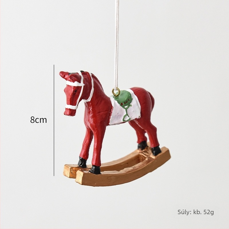 Gyanta rocking horse medál – karácsonyi dekoráció, hintaló, kézzel készített a Wanzi-tól