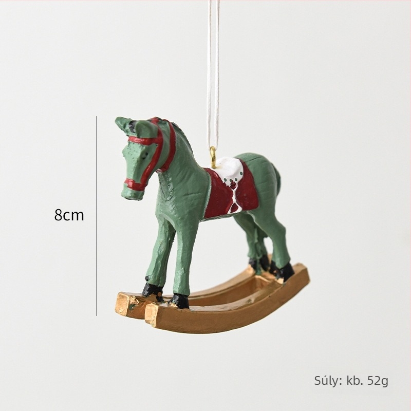 Gyanta rocking horse medál – karácsonyi dekoráció, hintaló, kézzel készített a Wanzi-tól