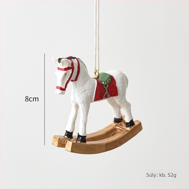 Gyanta rocking horse medál – karácsonyi dekoráció, hintaló, kézzel készített a Wanzi-tól