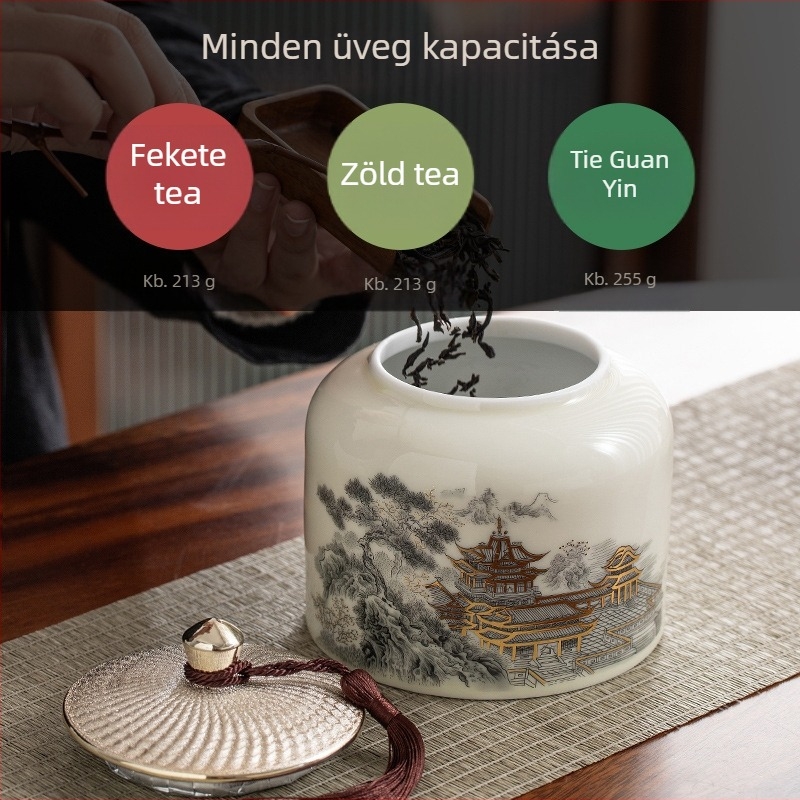 Kerámia teás doboz mázas felülettel, új kínai stílus, ideális üzleti ajándék