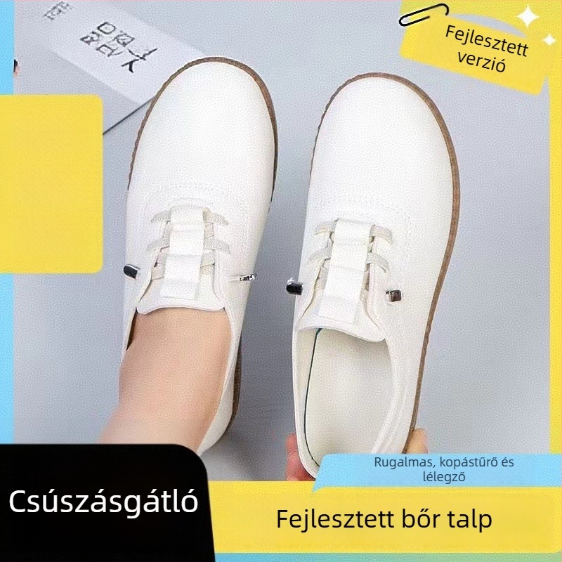Női PU felsővel rendelkező lapos cipő, kerek orrú, alacsony sarok, műanyag talp, elasztikus pántos zárás