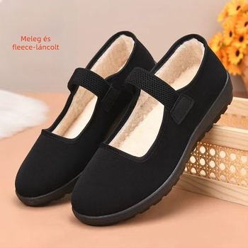 Téli női slip-on cipő puha bélésű belsővel, csúszásmentes PVC talp Goodyear technológiával, alacsony sarok, mindennapi viseletre alkalmas