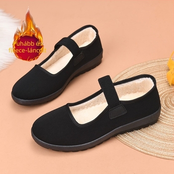 Téli női slip-on cipő puha bélésű belsővel, csúszásmentes PVC talp Goodyear technológiával, alacsony sarok, mindennapi viseletre alkalmas
