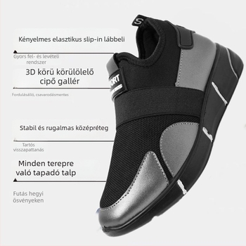 Női slip-on mindennapi cipő kerek orrú, pamut felsőrész, PVC talp, Goodyear konstrukció