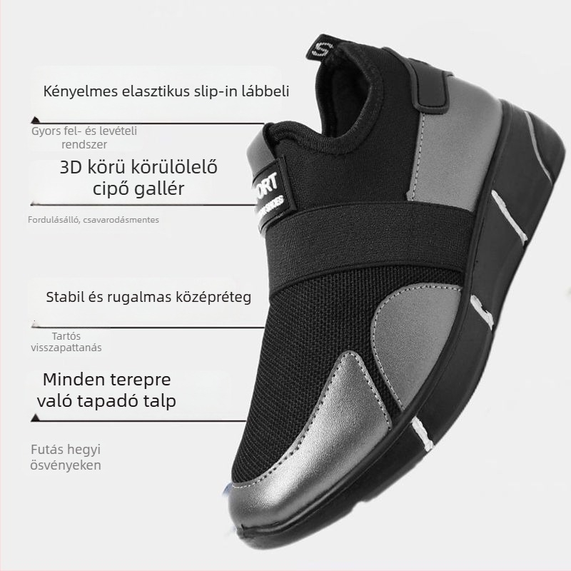 Női slip-on mindennapi cipő kerek orrú, pamut felsőrész, PVC talp, Goodyear konstrukció